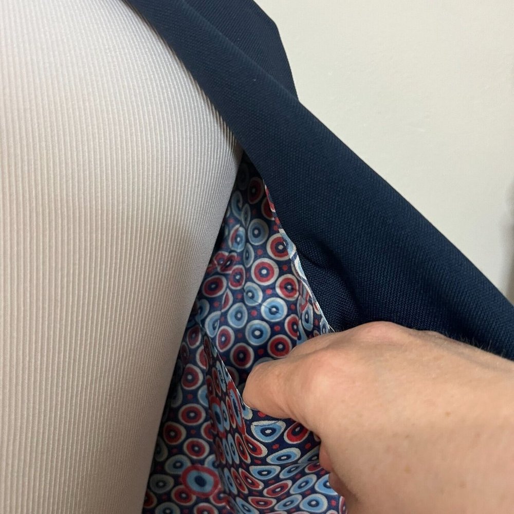 Vintage 70s Blazer Suit Jacket The Knack Sport Coat Blue Vtg Midcentury Mens 38R - Picture 10 of 13